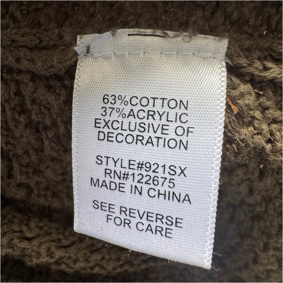 Lety & Me Olive Knit Sweater with Elbow Patches | Size XL | Cotton Blend - Picture 5 of 5